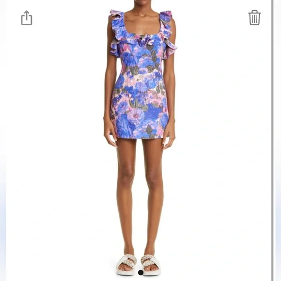 Zimmermann | Dresses | Zimmermann Nwt High Tide Frilled Mini Dress In  Purple Ikat Floral 2 Us 8 M | Poshmark